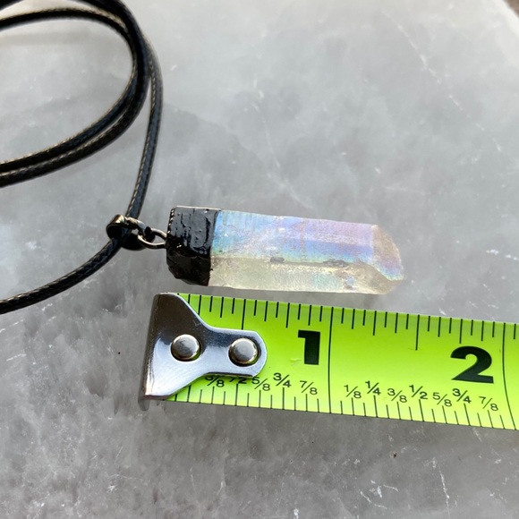 Genuine aura iridescent crystal on leather cord - Picture 12 of 12